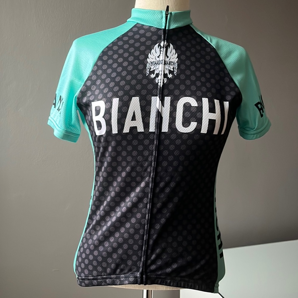 Womens small bianchi Jersey mint green and black